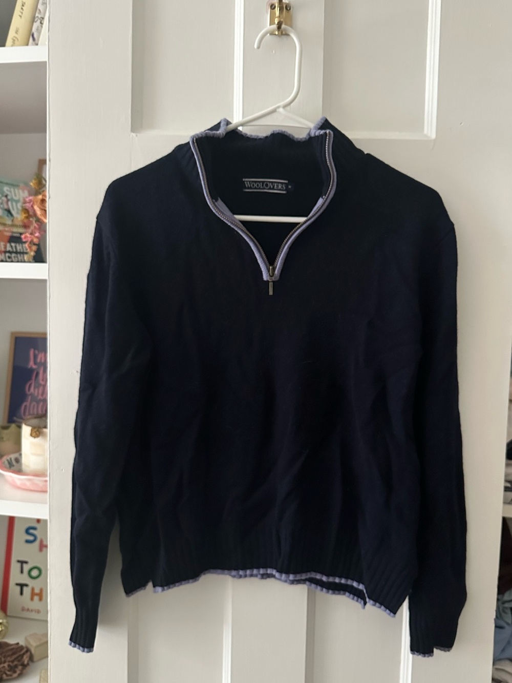 woolovers quarter zip wool sweater